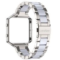 Wearlizer Compatible for with Fitbit Blaze Band Bands for Women Metal Wristband Replacement Fitbit Blaze Band with Frame Resin Bracelet Fit bit Blaze Resin Silver