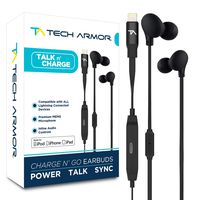 Tech Armor [Apple MFi Certified] 8-pin Lightning Earbuds w/Extra Charge Port, Inline Microphone for Apple iPhone/iPad