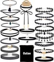 Choker Set, Outee 20 Pcs Black Choker Necklace Classic Choker Henna Choker Layered Necklaces for Women Girls with Material of Velvet