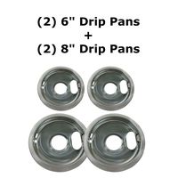 Kitchen Basics 101 4 Pack (2) 6" & (2) 8" Replacement Chrome Pans for Whirlpool W10278125 W10196405 W10196406