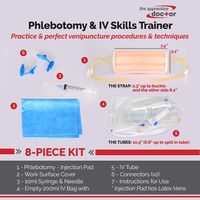 Wearable IV Practice Trainer Kit - Phlebotomy and Venipuncture Practice Arm - Designed for Training and Perfecting IV + Phlebotomy + Venipuncture Procedures and Techniques
