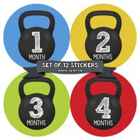 Months in Motion Baby Monthly Stickers - Baby Milestone Stickers - Newborn Boy Stickers - Month Stickers for Baby Boy - Baby Boy Stickers - Newborn Monthly Milestone Stickers - Kettle Bell Gym