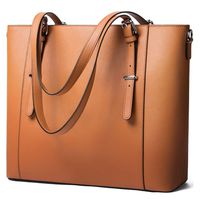 Genuine Leather Laptop Bag for Women Shoulder Bag Large Work Carry-on Tote Bag in Trolley Handle by Enmain