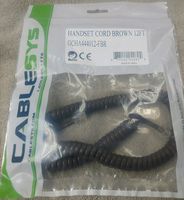 Brown Medium Length (12' Ft) Generic Handset Curly Coil Phone Cord Fits Nearly All Landline Phones Spring Spiral Telephone Receiver Wire Cable 4P4C RJ9 Universally Compatible by DIY-BizPhones