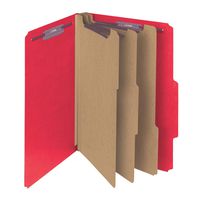 Smead Pressboard Classification File Folder with SafeSHIELD Fasteners, 3 Dividers, 3" Expansion, Letter Size, Bright Red, 10 per Box (14095)