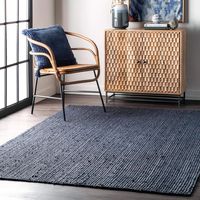nuLOOM Rigo Hand Woven Jute Area Rug, 8' Round, Navy