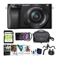 Sony Alpha a6100 APS-C Mirrorless Camera with 16-50mm Lens Bundle (8 Items)