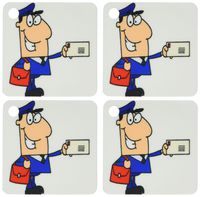 3dRose Happy Mailman Postal Worker Delivering Letter - Key Chains, 2.25 x 4.5 inches, set of 4 (kc_118752_2)