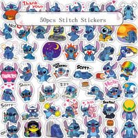 Cartoon Lilo & Stitch Stickers for Laptop Trendy Cartoon Waterproof Vinyl Water Bottle Notebook Snowboard Skateboard Luggage Bicycle Motorcycle Guitar Bike Decal Sticker 50pcs for Teens Kids (Stitch)