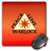 3dRose LLC 8 x 8 x 0.25 Inches Peace Love Warlock on Orange Mouse Pad (mp_13083_1)