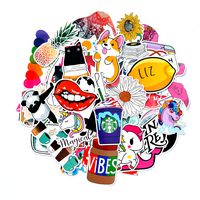 Cute VSCO Stickers for Hydro Flask, 53 Pcs Waterproof Vinyl Stickers for Laptop, Luggage, Skateboard, Water Bottle, Guitar, Phone, Trendy Aesthetic Stickers for Kids, Girls, Teens (Mixed Color 01)