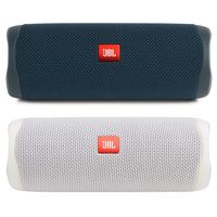 JBL Flip 5 Portable Waterproof Bluetooth Speakers - Pair (Blue/White)