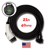 Inteset J-1772 Extension Cord, 40 Amp, 21 Ft - for Electric Vehicle (EV) Charging Stations, Carrying Bag, Ultra-Flex Cable, Made in The USA