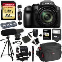 Panasonic FZ80 Lumix Camera, Transcend 64GB Memory Card, Polaroid Professional Microphone, Polaroid Tripod, Flash, Camera Bag, and Accessory Bundle