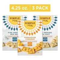 Simple Mills Almond Flour Cracker Variety Pack:, (2) Fine Ground Sea Salt, (1) Farmhouse Cheddar, 4.25 Ounce (Pack of 3)