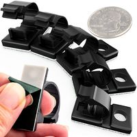 Pro-Grade, Adhesive-Backed Cable Clamps Combo Pack of 100. Multi-Size Set of 20x 4, 6, 8, 10 and 12 mm Black Clips for Wire Management and Cord Organization. Tools-Free Install for Home Or Office.