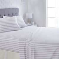 AmazonBasics Lightweight Super Soft Easy Care Microfiber Sheet Set with 16" Deep Pockets - King, Taupe Stripe