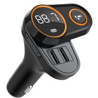 Bluetooth FM Transmitter for Car, (Rotating Design) Wireless Bluetooth FM Radio Adapter Car Kit with Hands-Free Calling, 5V/2.4A&2.4 Concealled Dual USB Charging Ports. (Black)