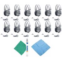 Hamilton Buhl SC-7V Schoolmate Deluxe Headphones (12-Pack) w/Accessory Bundle
