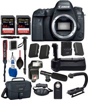 Canon EOS 6D Mark II Digital SLR Full Frame Camera Body Only USA 1897C002 (Black) 18PC Professional Bundle Package Deal -Professional Battery Grip + SanDisk Extreme pro 64gb SD Card + More