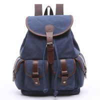 Xuanber Women Canvas School Backpack for Teen Girls Leather Middle High College Student Satchel Book Bag Retro Travel Rucksack Hiking Casual Daypacks Denim Jeans Bag
