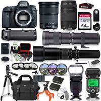 Canon EOS 6D Mark II DSLR Camera with 24-105mm STM Lens, Canon 75-300mm Lens, 420-800mm Telephoto Lens & 650-1300mm Lens Kit with Prime Accessory Bundle