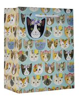 Jillson Roberts 6-Count Medium 10" x 8" x 4" All-Occasion Gift Bags Available in 17 Designs, Kitty Cats