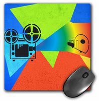3dRose LLC 8 x 8 x 0.25 Inches Mouse Pad, Movie Reel on Projector in Vivid Colors (mp_165409_1)