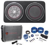 Kicker 43TCWRT102 10" Slim Car Subwoofer+Sub Box w/Passive Radiator+Amp+Wire Kit