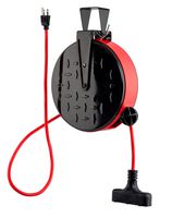 CopperPeak 30 ft Retractable Extension Cord Reel - Ceiling or Wall Mount - 16 gauge - Red and Black