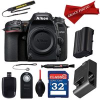 Nikon D7500 20.9MP DX-Format Digital SLR Camera (Body Only) + 32GB and Deluxe Accessory Bundle (10 Items)