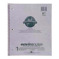 Roaring Spring Recycled Wirebound Notebook, One Subject, 11" x 9", 100 sheets, College Ruled, Grey Covers