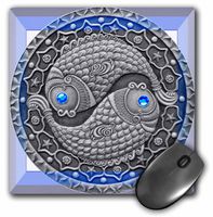 3dRose LLC 8 x 8 x 0.25 Inches Mouse Pad, Zodiac Series Pisces Metal Look Art (mp_66281_1)