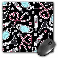 3dRose LLC 8 x 8 x 0.25 Inches Mouse Pad, Cute Veterinarian Or Veterinary Technician Love Pattern Black (mp_172116_1)