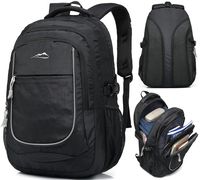 Backpack for School Bookbag College Student Travel Business Hiking Fit Laptop Up to 15.6 Inch Lightweight Night Light Reflective (Black)