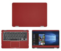 decalrus - Protective Decal for Asus VivoBook Flip 14 TP401CA (14" Screen) Laptop RED Carbon Fiber Skin case Cover wrap CFasusVivobk14_tp401Red