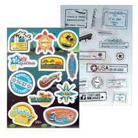 T&B 2PCS Multi Countries Retro Vintage Landmark Monument Travel Airline Plane Patterns Stickers Luggage Suitcase Laptop Waterproof Stickers Children's Room Decor Labels A4#20