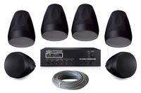 Pure Resonance Audio 6.5" Pendant Mount Loudspeaker Bundle with MA120BT 120 Watt Mixer Amplifier and Accessories - Retail Sound System (6 Speakers, Black)