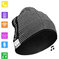 BGJOY Bluetooth Hat Bluetooth Beanie Smart Hat Built-in Stereo Speaker Mic Wireless Headphones Beanie Sync Call Music for All Smart Phones Gift Men Women Boys Girls (Striped)
