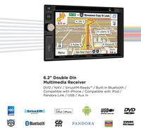 Jensen VX7020 6.2 inch LCD Multimedia Touch Screen Double Din Car Stereo Receiver with Built-In Navigation, Bluetooth, CD/DVD Player & USB/microSD Ports