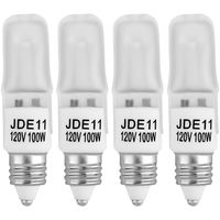 4-Pack JDE11 120V 100W Frosted Halogen JDE11 100W Bulb Warm White 100 Watt T4 E11 Bulb Frosted JD E11 T4 100W for Chandeliers, Pendants, Table Lamps, Cabinet Lighting, Mini-Candelabra Base T4 Bulb