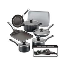 Farberware 21809 High Performance Nonstick Cookware Pots and Pans Set Dishwasher Safe, 17 Piece, Black