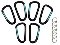 Gold Lion Gear 3" Aluminum Carabiner D Shape Buckle Pack, Keychain Clip, Spring Snap Key Chain Clip Hook Buckle (Black 3" (6 Pack))