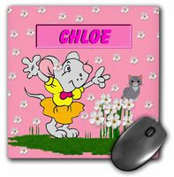 3dRose LLC 8 x 8 x 0.25 Inches Chloe Decorative Name Specific Children's Art Pattern Mouse Pad (mp_48796_1)
