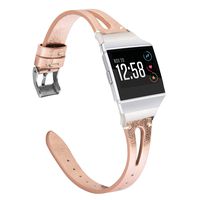 Wearlizer Compatible for Fitbit Ionic Bands Women Men, Genuine Leather Replacement Band Bracelet Compatible with Fitbit Ionic Small Large (Rosegold)