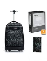 Tilami Rolling Backpack 18 inch Binder and Pencil Case Laptop Backpack, Grey