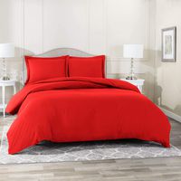 Nestl Bedding Duvet Cover 3 Piece Set - Ultra Soft Double Brushed Microfiber Hotel Collection - Comforter Cover with Button Closure and 2 Pillow Shams, Cherry Red - King 90"x104"