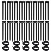 Spofit 50Pcs Cable Straps Hook Loop Self Gripping Reusable Cable Ties (7 Inch, Black)