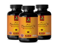 Skin Health Supplements - Black Seed Oil Virgin 350Mg - Cold Pressed & Solvent Free - Black Seed Oil for high Blood Pressure - 3 Bottles 360 Softgels