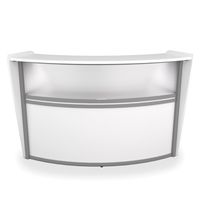 OFM Core Collection Marque Series Single Unit Curved Reception Station with Plexi Panel Accent, in White (55310-WHITE)
